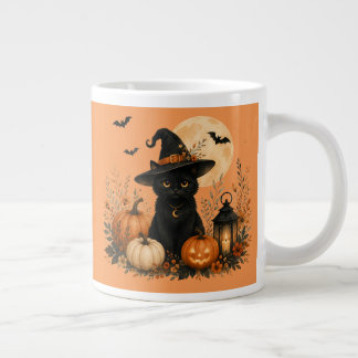 Cute Black Cat Pumpkin Halloween Large Coffee Mug