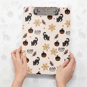 Cute Black Cat Pumpkin Halloween Pattern Clipboard
