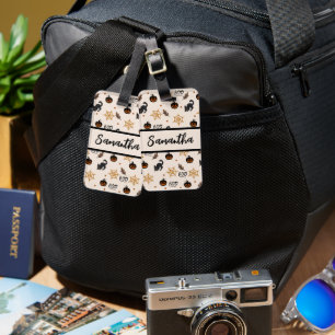Cute Black Cat Pumpkin Halloween Pattern Luggage Tag