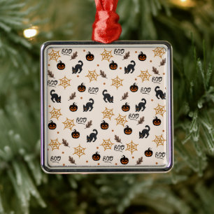 Cute Black Cat Pumpkin Halloween Pattern Metal Tree Decoration