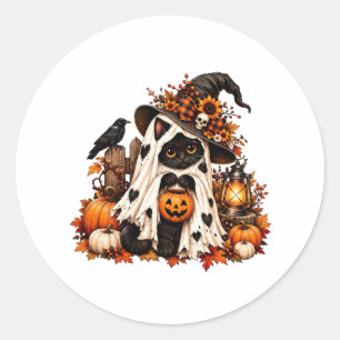 Cute Black Cat Pumpkin Halloween Sticker