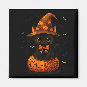 Cute Black Cat Pumpkin Season Fall Autumn Magnet