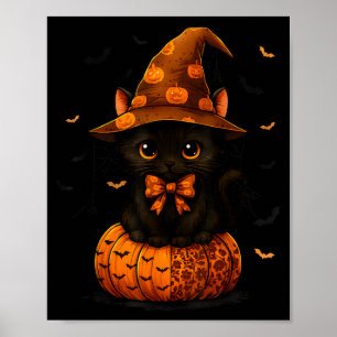 Cute Black Cat Pumpkin Season Fall Autumn Poster