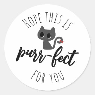 Cute Black Cat Pun Text Classic Round Sticker