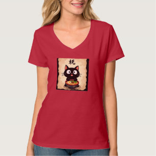 Cute Black Cat Ramen – Kawaii Japanese Noodle Art T-Shirt
