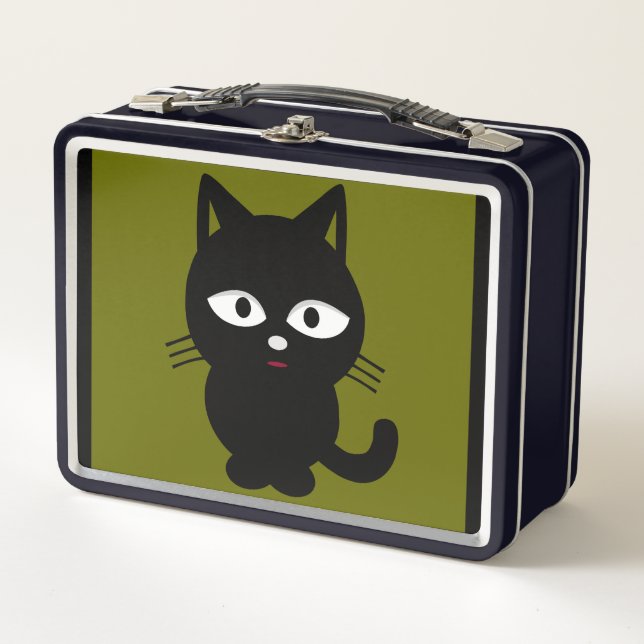 CUTE BLACK CAT RETRO METAL LUNCHBOX (Front)