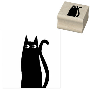 Black Cat Rubber Stamps Self Inking Stamps Zazzle UK