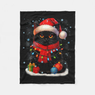 Cute Black Cat Santasnowflake Christmas Xmas Women Fleece Blanket