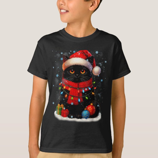 Cute Black Cat Santasnowflake Christmas Xmas Women T-Shirt (Front)