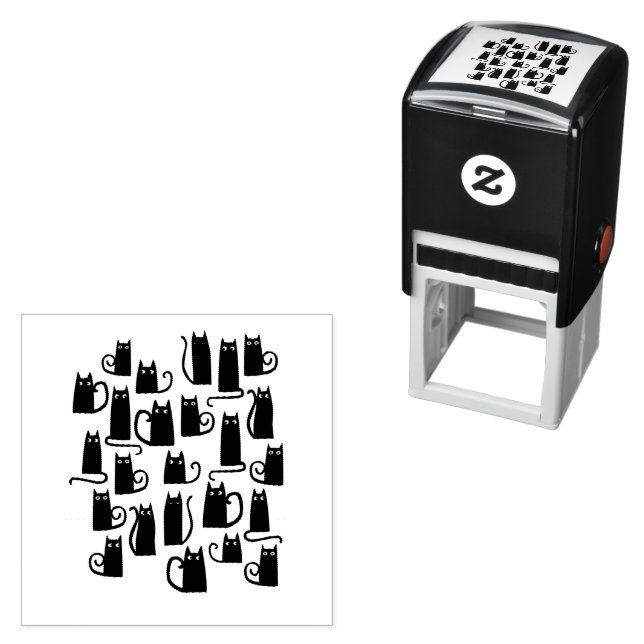 Cute Black Cat Self-inking Stamp (In Situ)