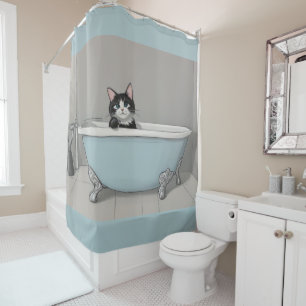 Cute Black Cat Shower Curtain