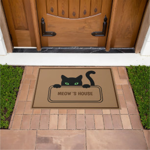 Cute Black CAT Sign House custom name Doormat