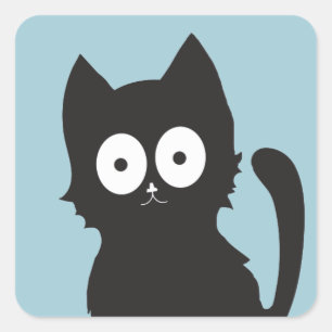 Cute black cat silhouette square sticker