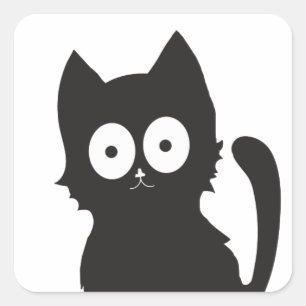 Cute Black Cat silhouette Square Sticker