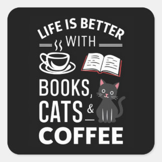 Cute black cat square sticker