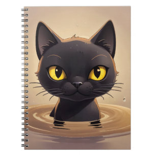 Cute Black Cat Swimming Journal Art