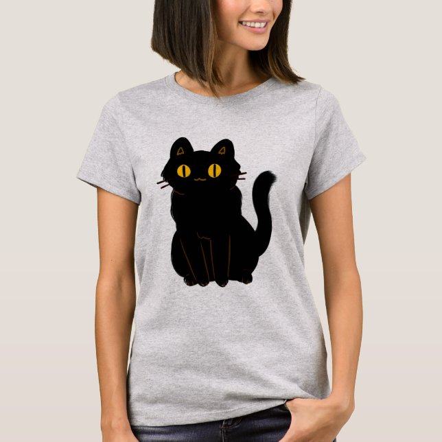 Cute Black Cat T-Shirt (Front)