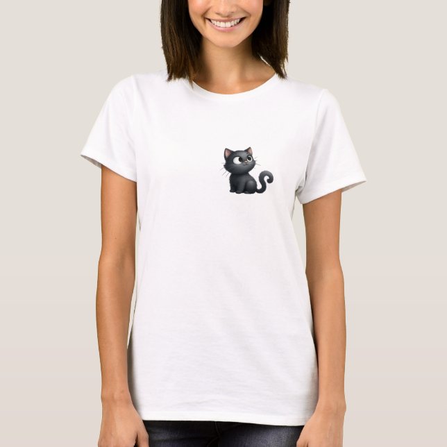 Cute Black Cat T-Shirt (Front)