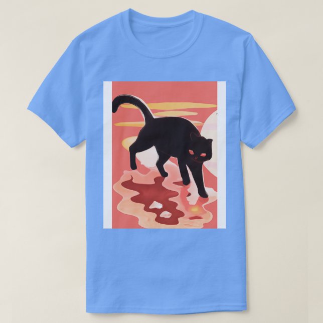 Cute Black Cat T-Shirt (Design Front)