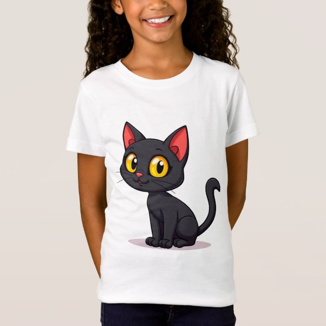 Cute Black cat T-Shirt (Front)