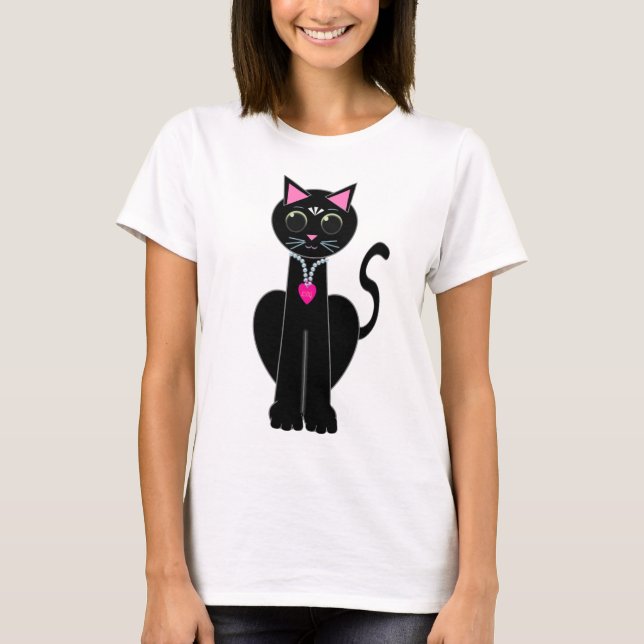 Cute black cat T-Shirt (Front)