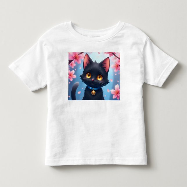 Cute Black Cat Toddler T-Shirt (Front)