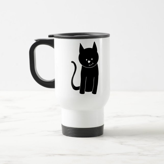 Cute Black Cat Travel Mug (Left)