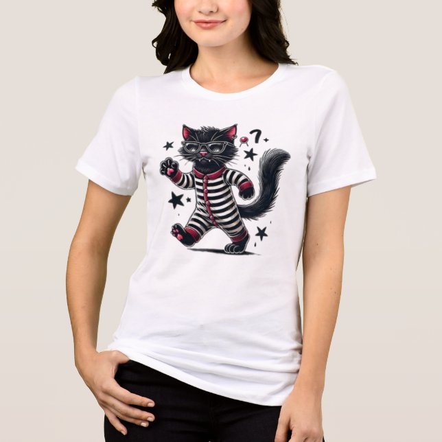 Cute Black Cat Tri-Blend Shirt (Front)