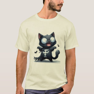 Cute Black Cat Vampire Bat Halloween Sticker ✨🐾🧛 T-Shirt