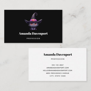 Cute Black Cat Wearing a Witch's Hat Business Card