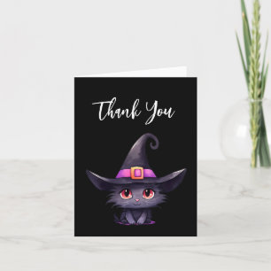 Cute Black Cat Wearing a Witch's Hat Thank You Card