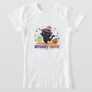Cute Black Cat Witch Halloween T-Shirt