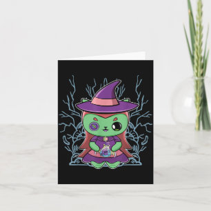 Cute Black Cat Witch Hat And Magic Potion For Card