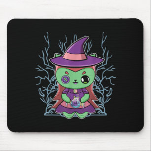 Cute Black Cat Witch Hat And Magic Potion For Mouse Mat