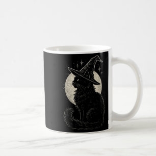 Cute Black Cat Witch Hat Moon Retro Coquette Boho  Coffee Mug