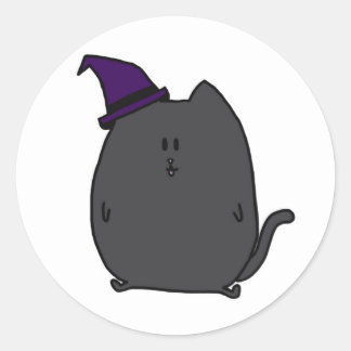 Cute Black Cat Witch Sticker