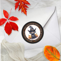 Cute Black Cat | Witches Hat Circle Return Address