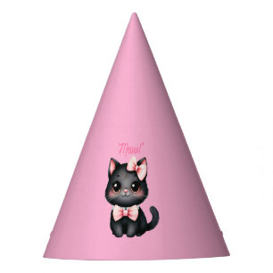 Cute Black Cat with Bow for Halloween Decoration Party Hat