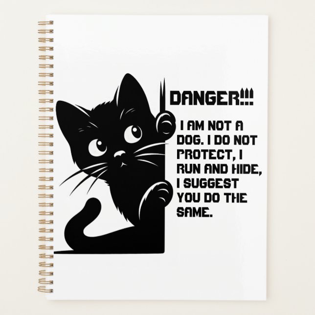 Cute Black Cat With Funny Quote Planner (Front)