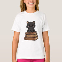 Cute Black Cat With Glasses On Books - Book Lover