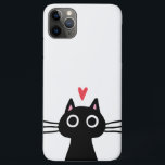 Cute Black Cat with Heart iPhone 11 Pro Max Case<br><div class="desc">Protect your phone in style with this cool cats iPhone case! Quirky black kitty,  available on cases for iPhone and Samsung. A high quality stylish cell phone case for cat lovers. Visit Jenn’s Doodle World for even more great products featuring this whimsical black cat.</div>
