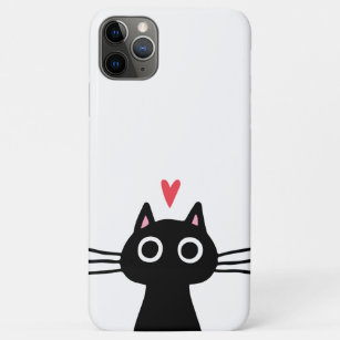 Cute Black Cat with Heart Case-Mate iPhone Case