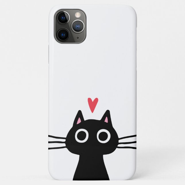 Cute Black Cat with Heart Case-Mate iPhone Case (Back)