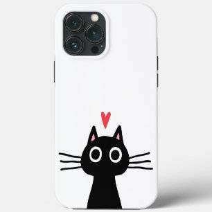 Cute Black Cat with Heart iPhone 13 Pro Max Case