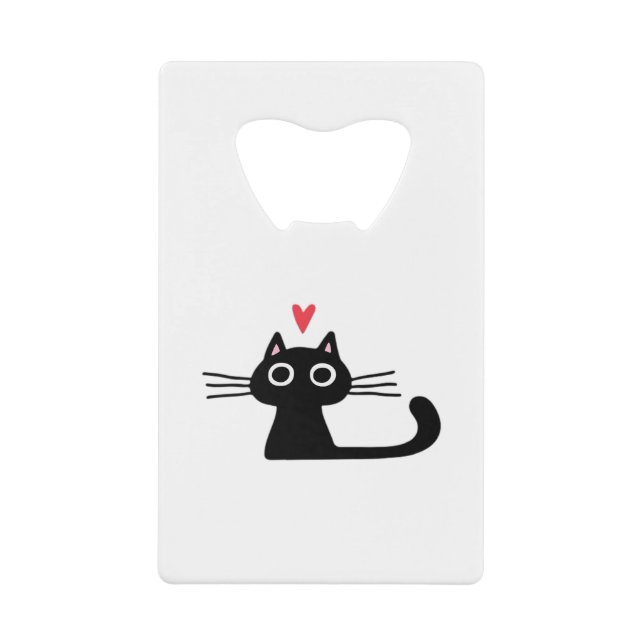 Cute Black Cat with Heart  Kitten Valentine Classi (Front)