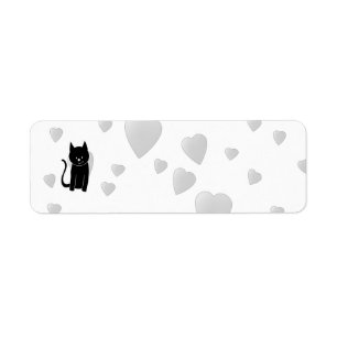 Cute Black Cat with Hearts.