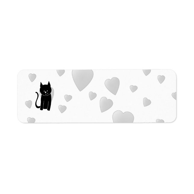 Cute Black Cat with Hearts. (Front)