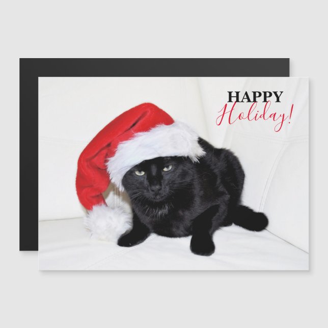 Cute Black Cat with Santa Hat (Front/Back)