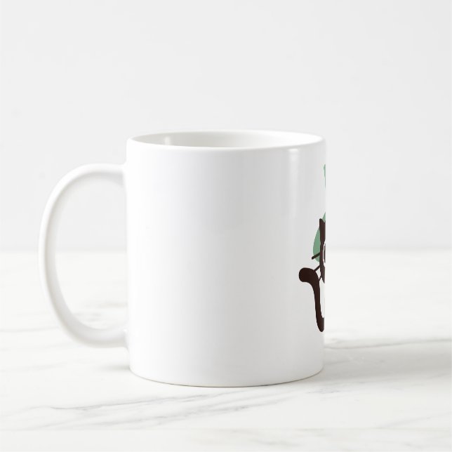 Cute Black Cat With Witches Hat Coffee Mug (Left)