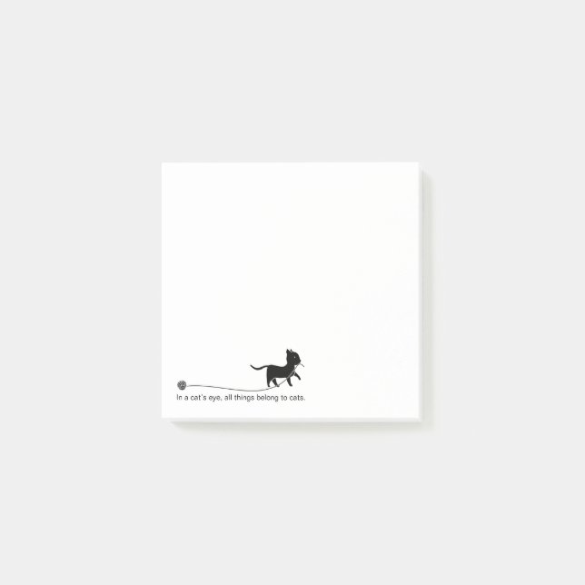 Cute Black Cat, Yarn & Funny Quote Post-it Notes (Front)